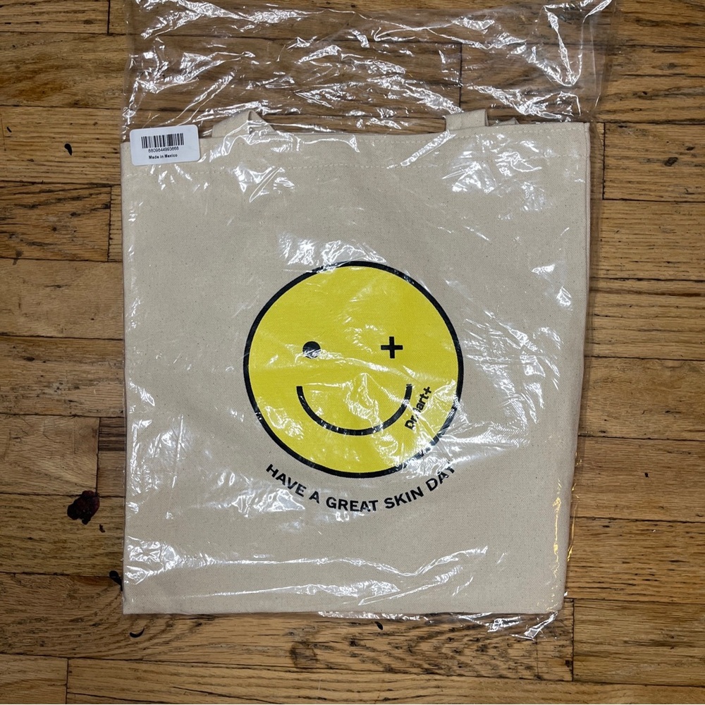 Dr. Jart Eco Reusable Canvas Happy Face Medium Tote Bag  NIB